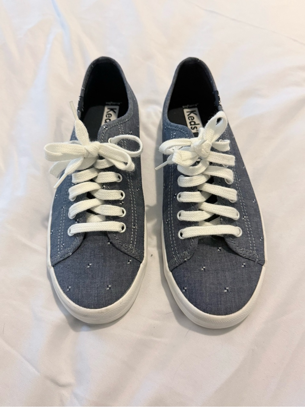 Keds Women's Chambray Blue Low-Top Sneakers with White Laces